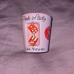 Pink Lady Los Vegas Dice and Lips Shot Glass